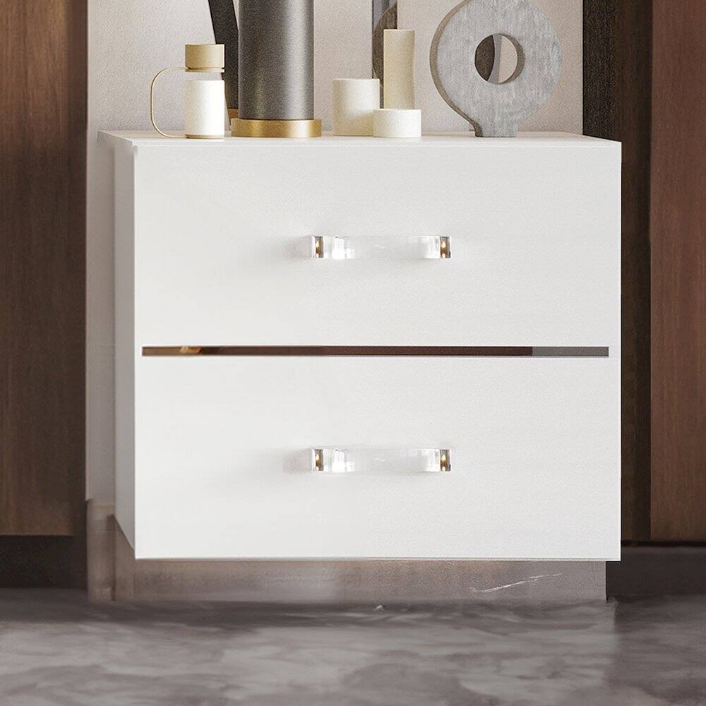 Alt View 3. New Classic Furniture - Europa Wood 2-Drawer Nightstand - White.