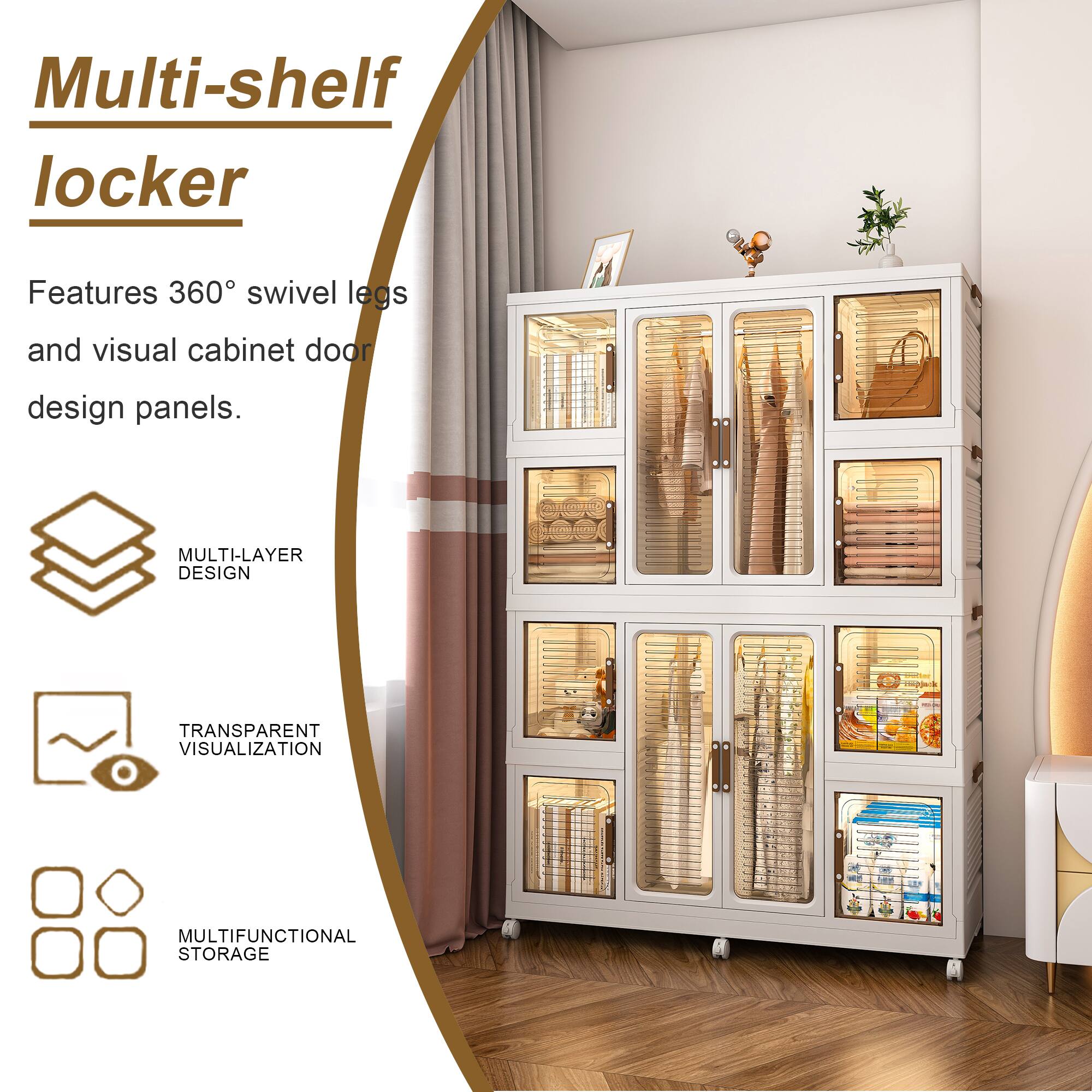 Multi-shelf locker

Features 360° swivel legs and visual cabinet door design panels.

- MULTI-LAYER DESIGN
- TRANSPARENT VISUALIZATION
- MULTIFUNCTIONAL STORAGE