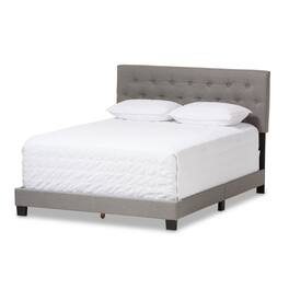Baxton Studio - Cassandra Modern and Contemporary Fabric Upholstered Queen Size Bed - Light Gray