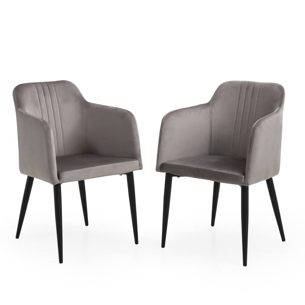 Left. Hivvago - Hivvago Set of Two 23 Inch Velvet Arm Chair - Gray.
