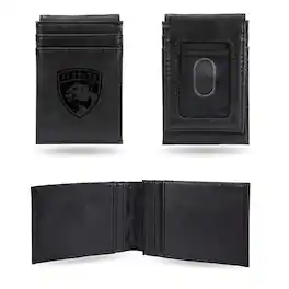 Rico Industries - Florida Panthers NHL Laser Engraved Black Front Pocket Wallet/Money Clip - Multi