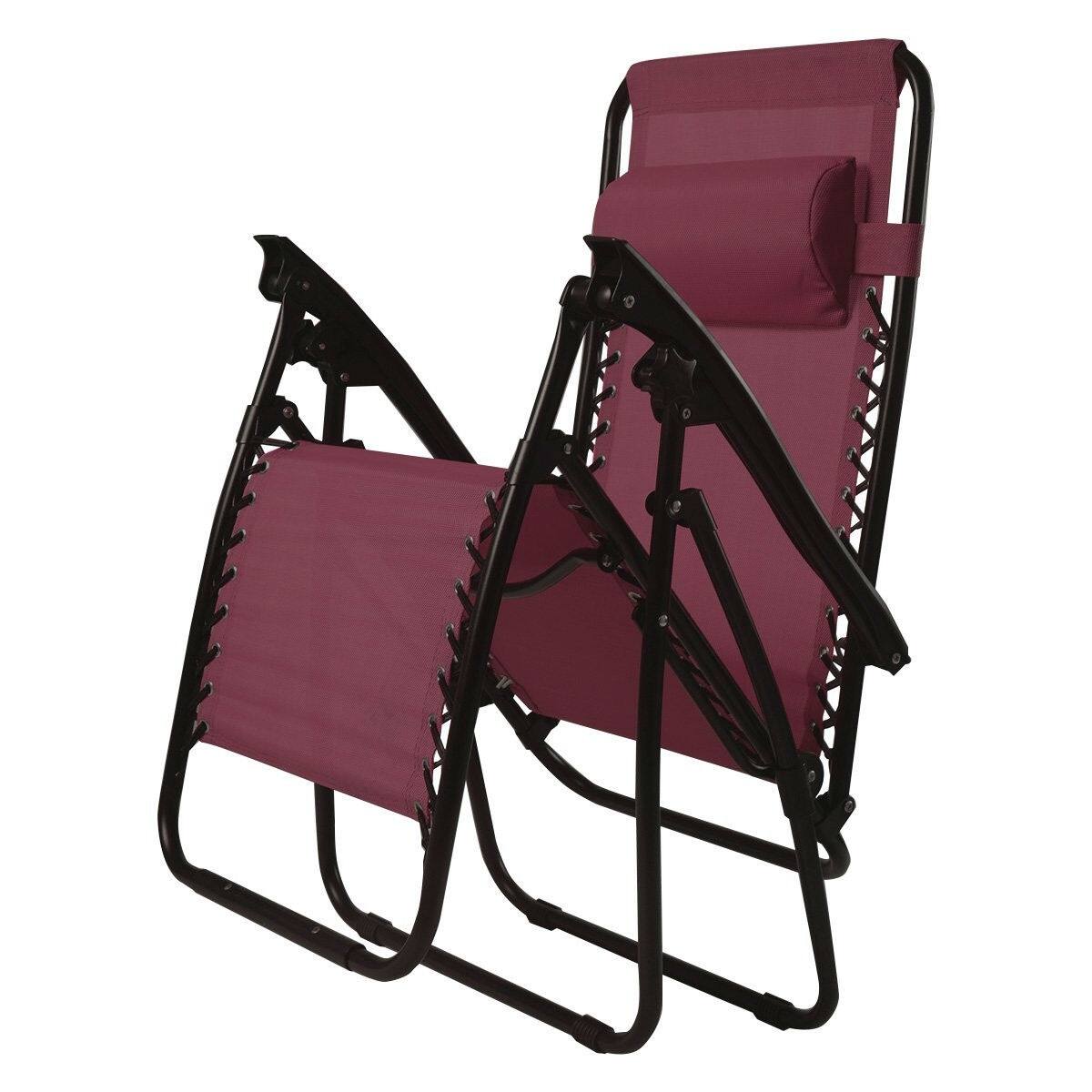 Angle. Hivvago - Set of 2 Burgundy Wine Red Folding Outdoor Zero Gravity Lounge Chair - Burgundy Wine Red.