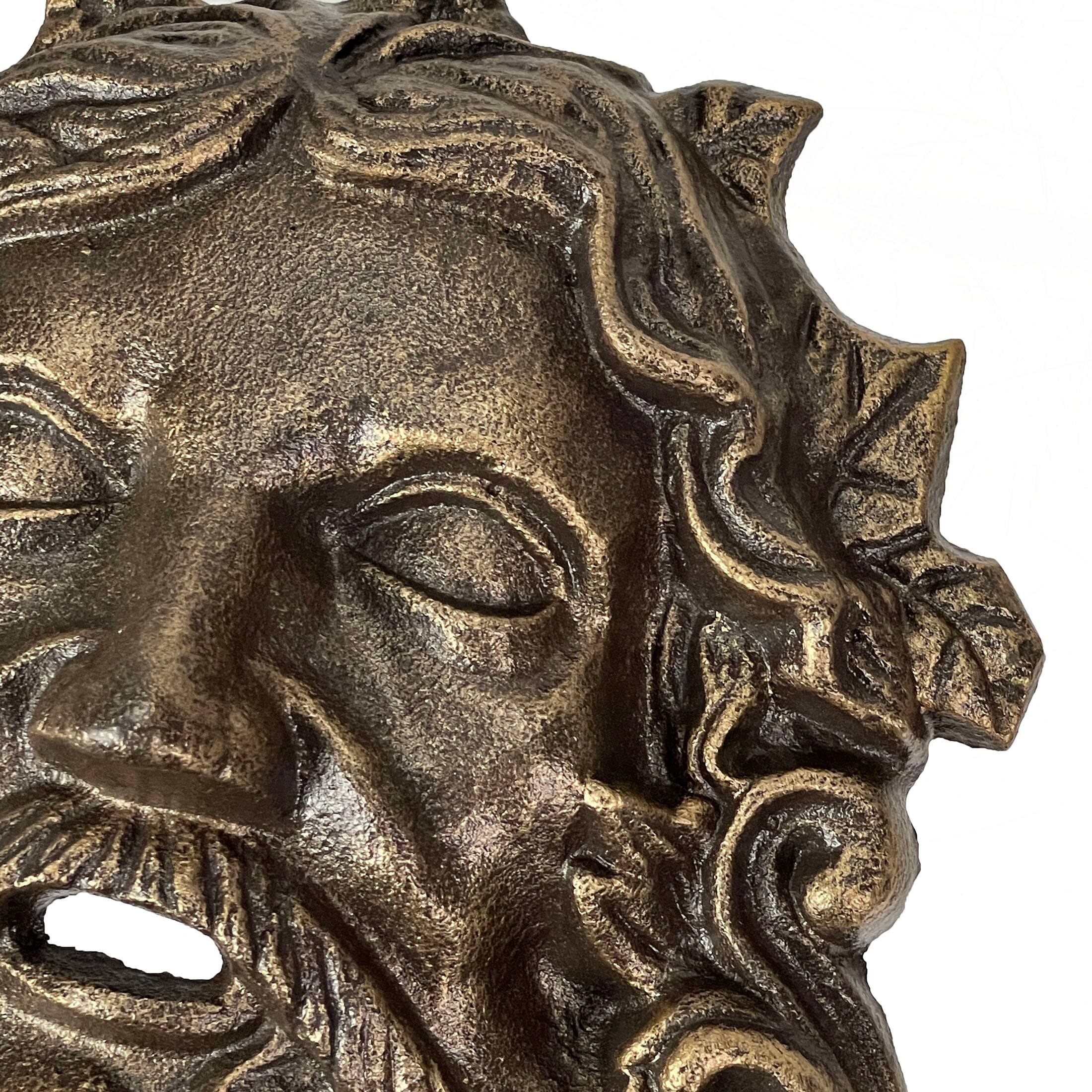 Alt View 2. Zeckos - Cast Iron Green Man Wall Décor - Bronze Finish - 9.75 inches Tall - Easy to Hang - Bronze.