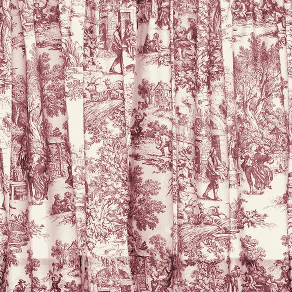 Left. Ellis Curtain - Ellis Curtain Victoria Park Toile Room Darkening Window Rod Pocket Pair Set With 2 Tiers - 2-Piece - 68" x 30" Red - Red.