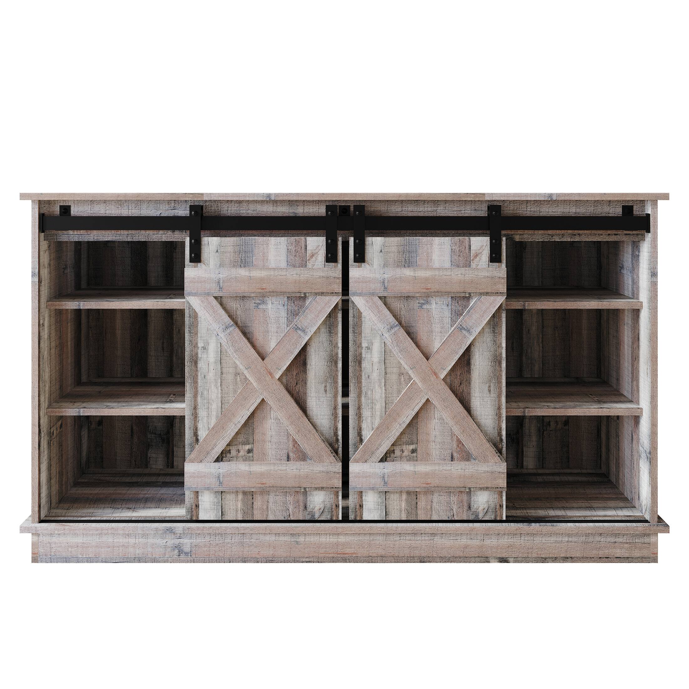 Alt View 3. ChaletPosh - Vintage-Inspired TV Stand Console with Sliding Barn Doors, Natural Oak - Natural Oak.
