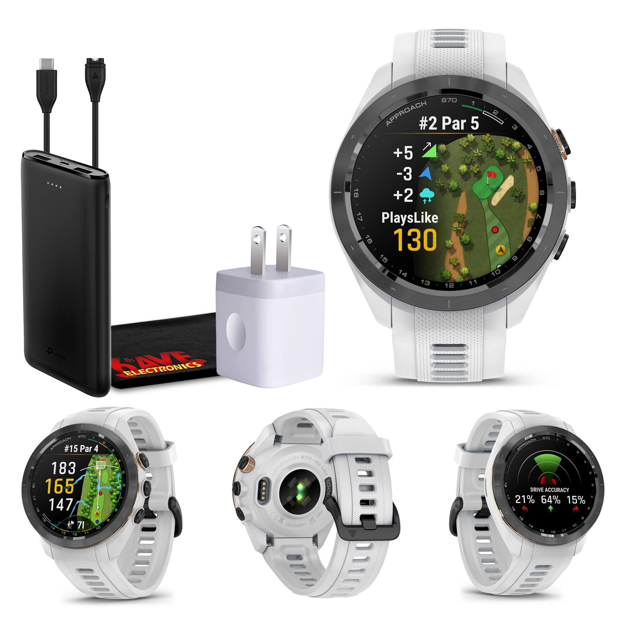 Garmin - Approach S70 42MM Fitness Tracker Watch GPS Golf Smartwatch For Men-White - White - (2023)