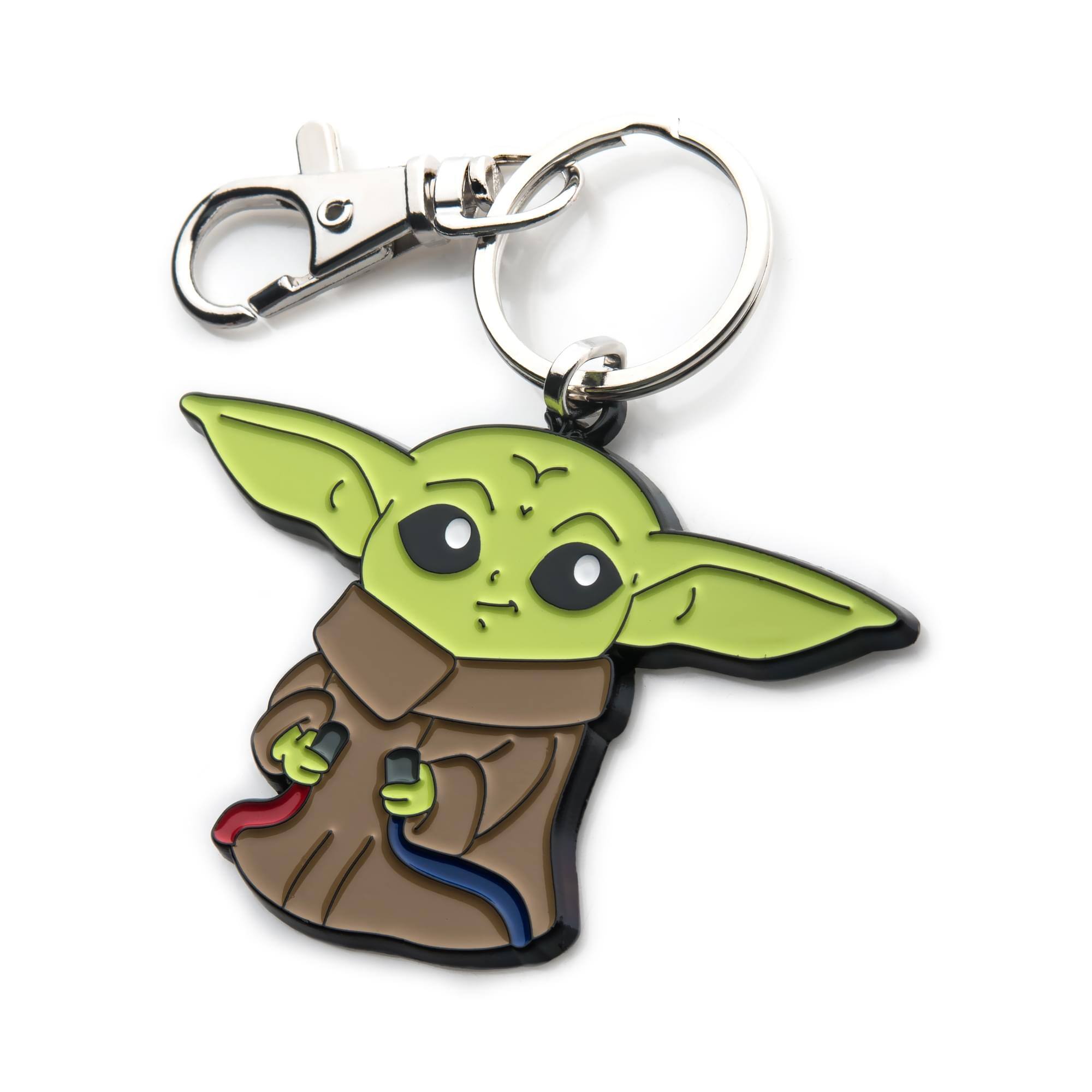 Alt View 1. SalesOne LLC - Star Wars The Mandalorian Grogu With Wires Enamel Pendant Keychain - Green.