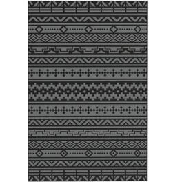 HTUTWOO - 6' x 9' Outdoor Reversible Rug - Waterproof Plastic Straw Patio Mat with Carry Bag,Polypropylene,Foldable Camping Carpet - Black Gray