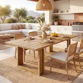 Tribesigns - Farmhouse Solid Wood Dining Table with Wood Grain Finish and Rectangular Top for Dining Room and Kitchen - Light Brown