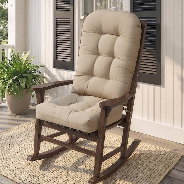 Alt View 4. Crestlive Products - Crestlive Products 2pc Outdoor Adirondack High Back Chair Cushion with Ties Beige High back patio chair cushion - Beige.
