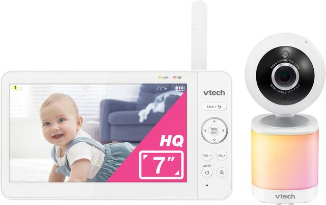 VTech - 7” Digital Video Baby Monitor with Pan-Tilt-Zoom, 600p High-Quality Display, and No WiFi - White