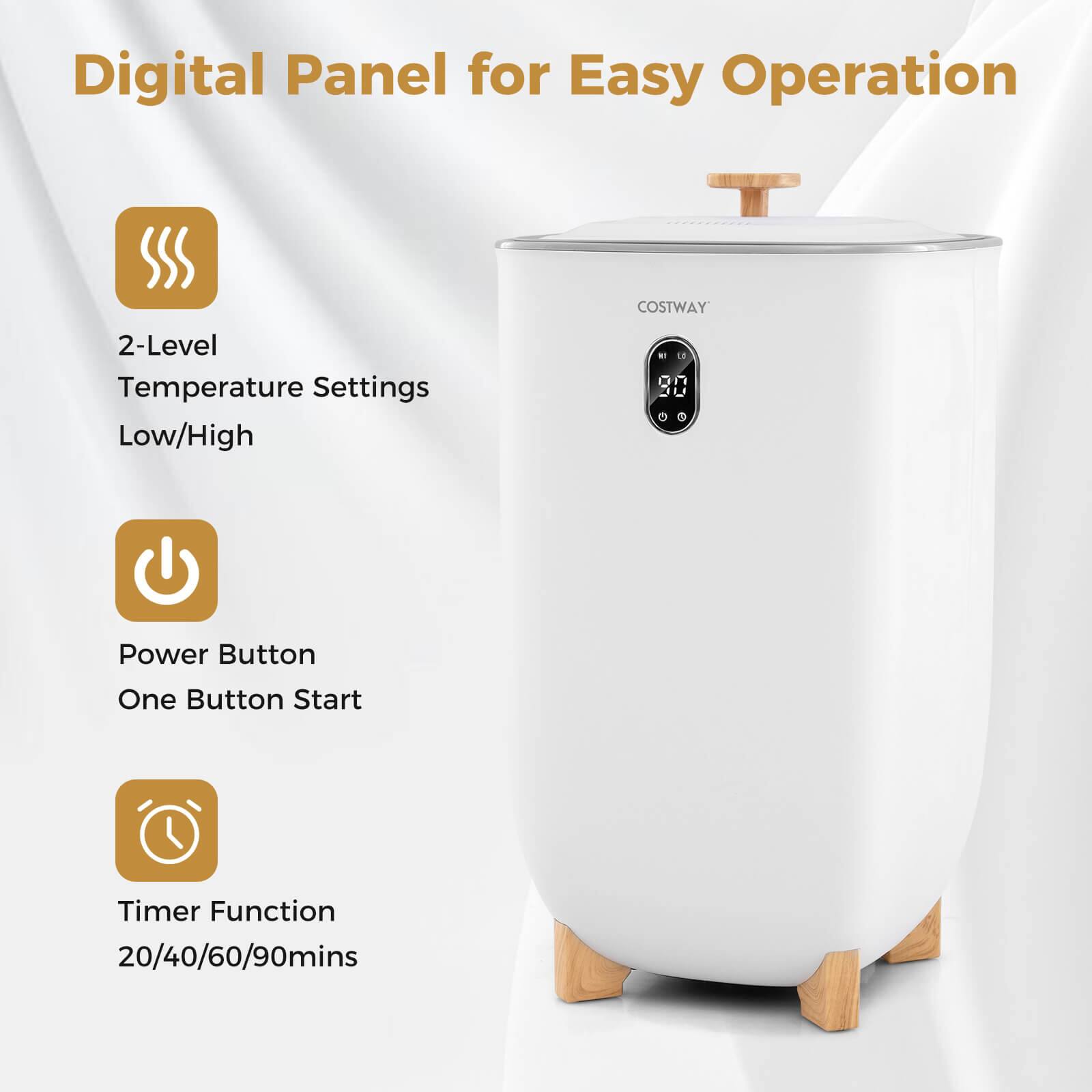 Digital Panel for Easy Operation

- 2-Level Temperature Settings Low/High
- Power Button One Button Start
- Timer Function 20/40/60/90mins