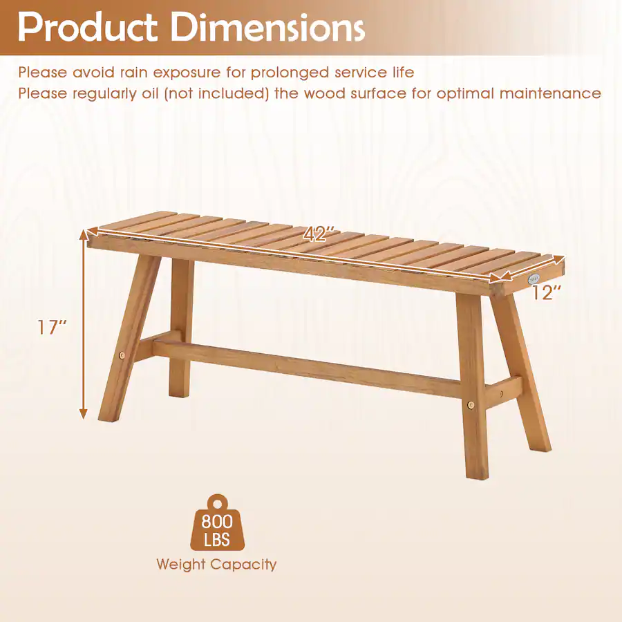 Gymax Acacia Wood Outdoor Garden Bench w/Slatted Seat 800 lbs Capacity ...