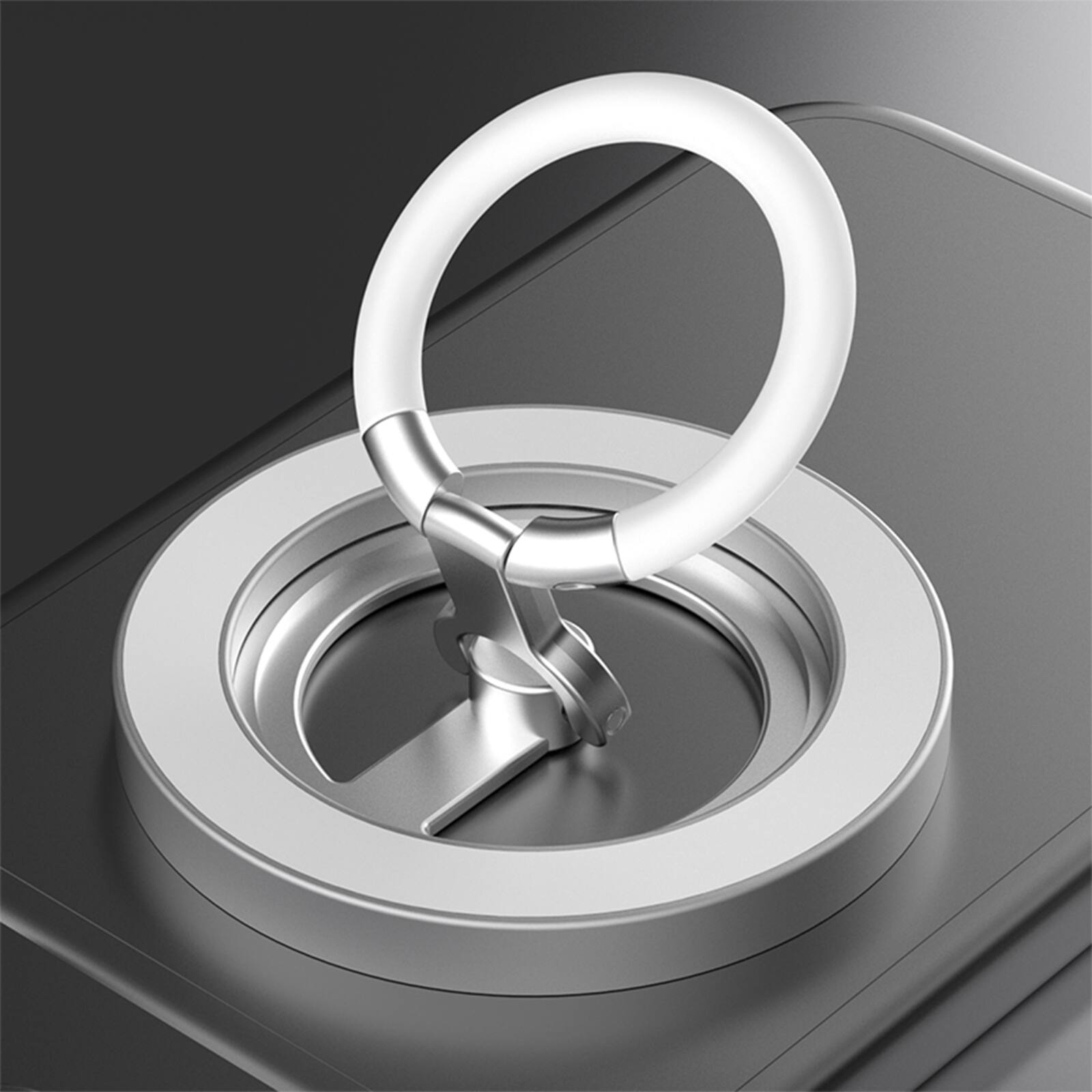 Alt View 9. UUCOVER - Magnetic Phone Ring Holder, Dual-Sided Magnets Kickstand Compatible with MagSafe, 360° Rotatable Metal Finger Grip Stand - White.