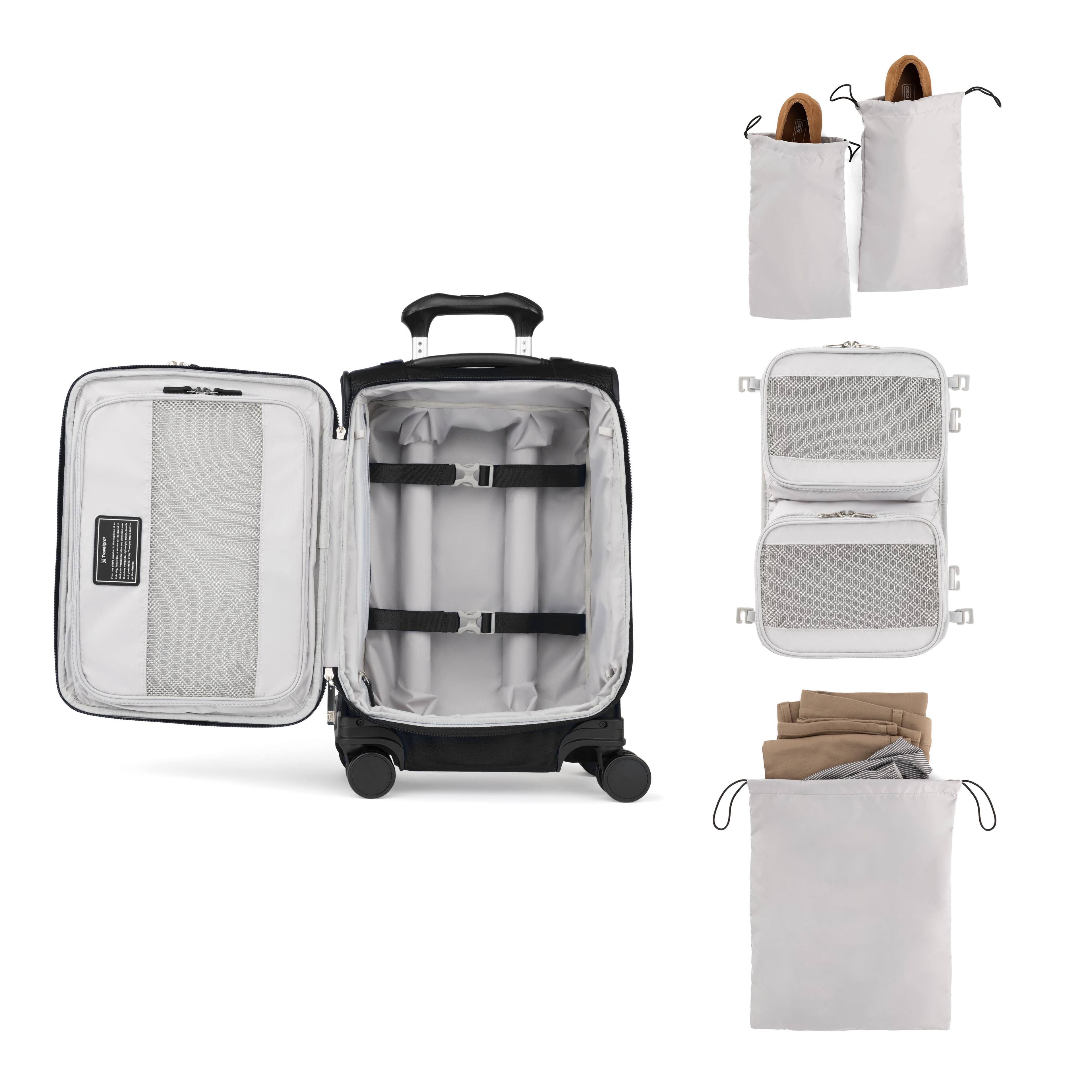 Left. Travelpro - Travelpro Versapack + Softside Carry-On & Large Spinner Luggage Set - Black.