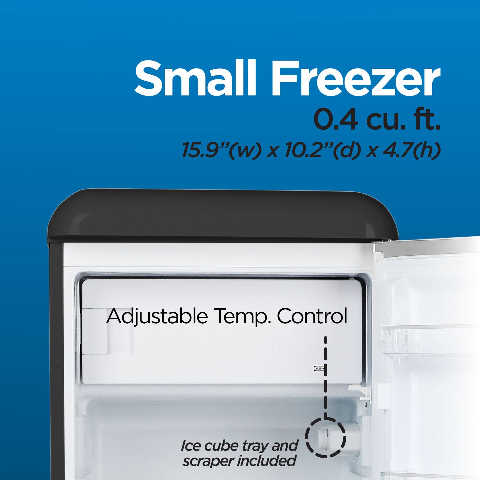 Small Freezer 0.4 cu. ft. 15.9"(w) x 10.2"(d) x 4.7(h) Adjustable Temp. Control Ice cube tray and scraper included