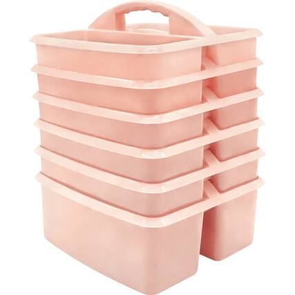 Front. Teacher Created Resources - Teacher Created Resources Blush Plastic Storage Caddy, Pack of 6.