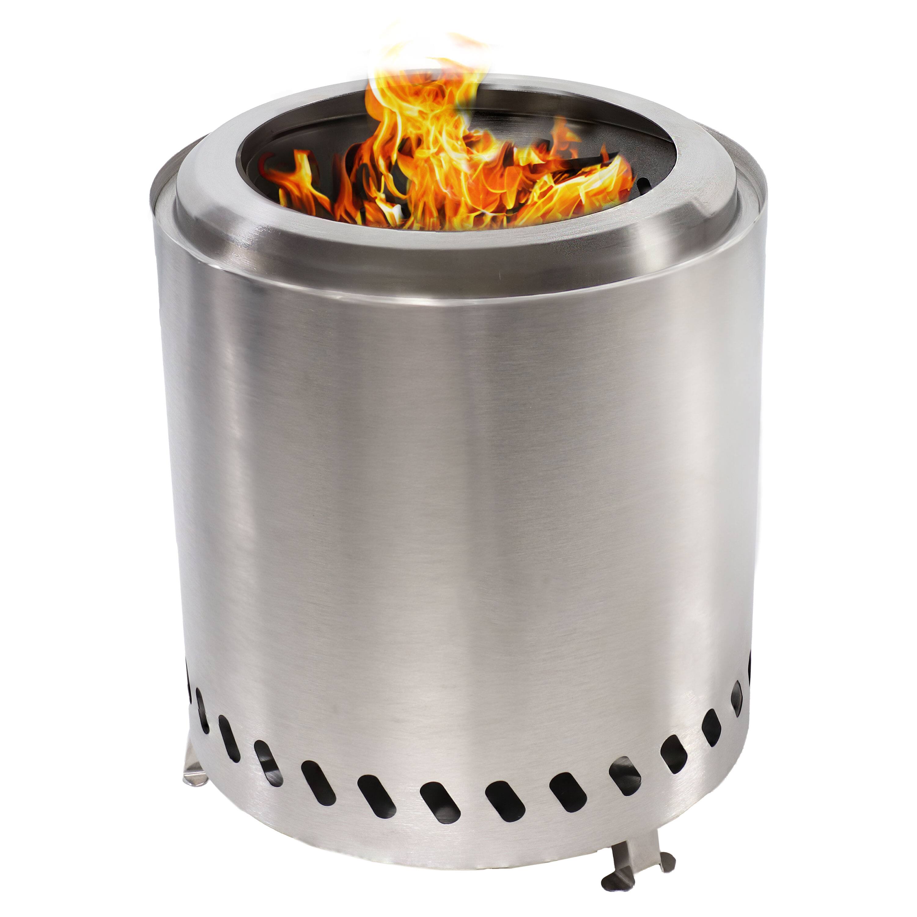 Front. Sunnydaze - Tabletop Smokeless Fire Pit with Bag and Poker - 9.5 in - Silver.