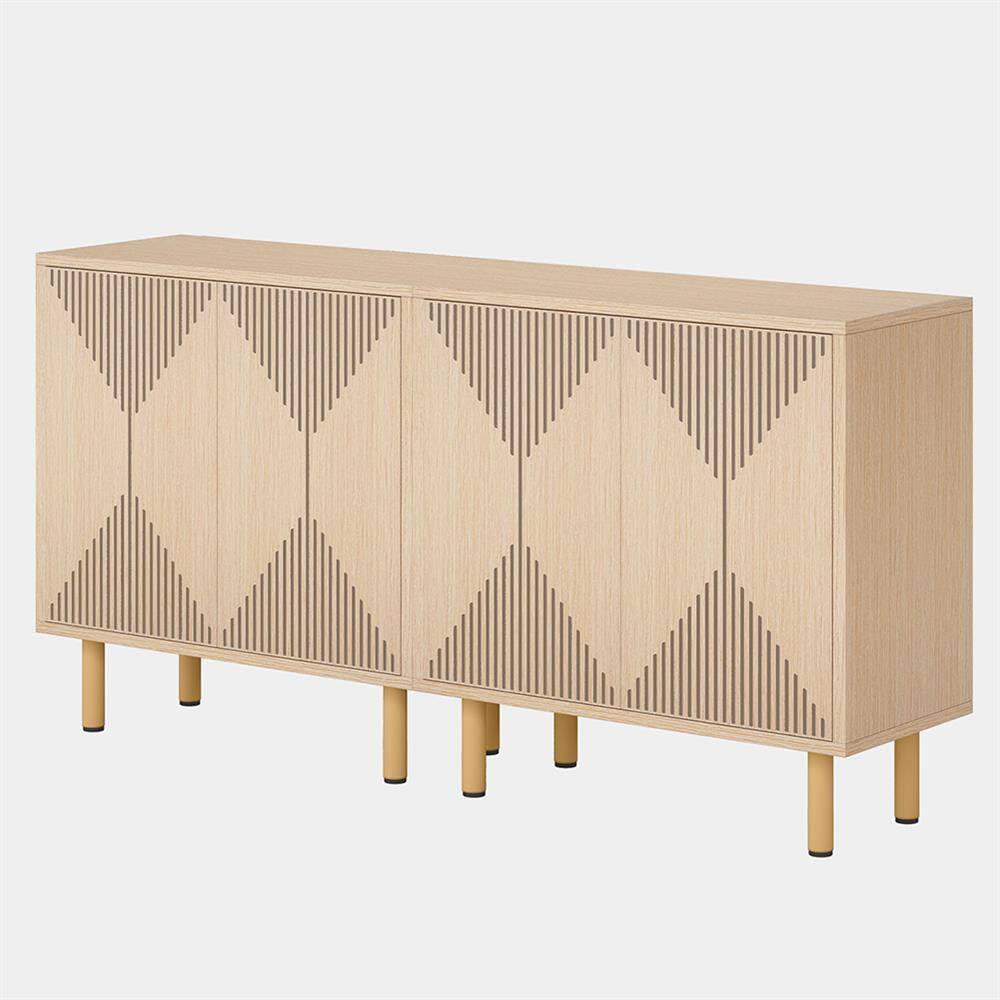 Alt View 4. Kadyn - Kadyn Sideboard Buffet Cabinet,Kitchen Storage Cabinet,Modern, 59" Wood Storage Cabinet with Doors,Natural & Gold - Natural & Gold.