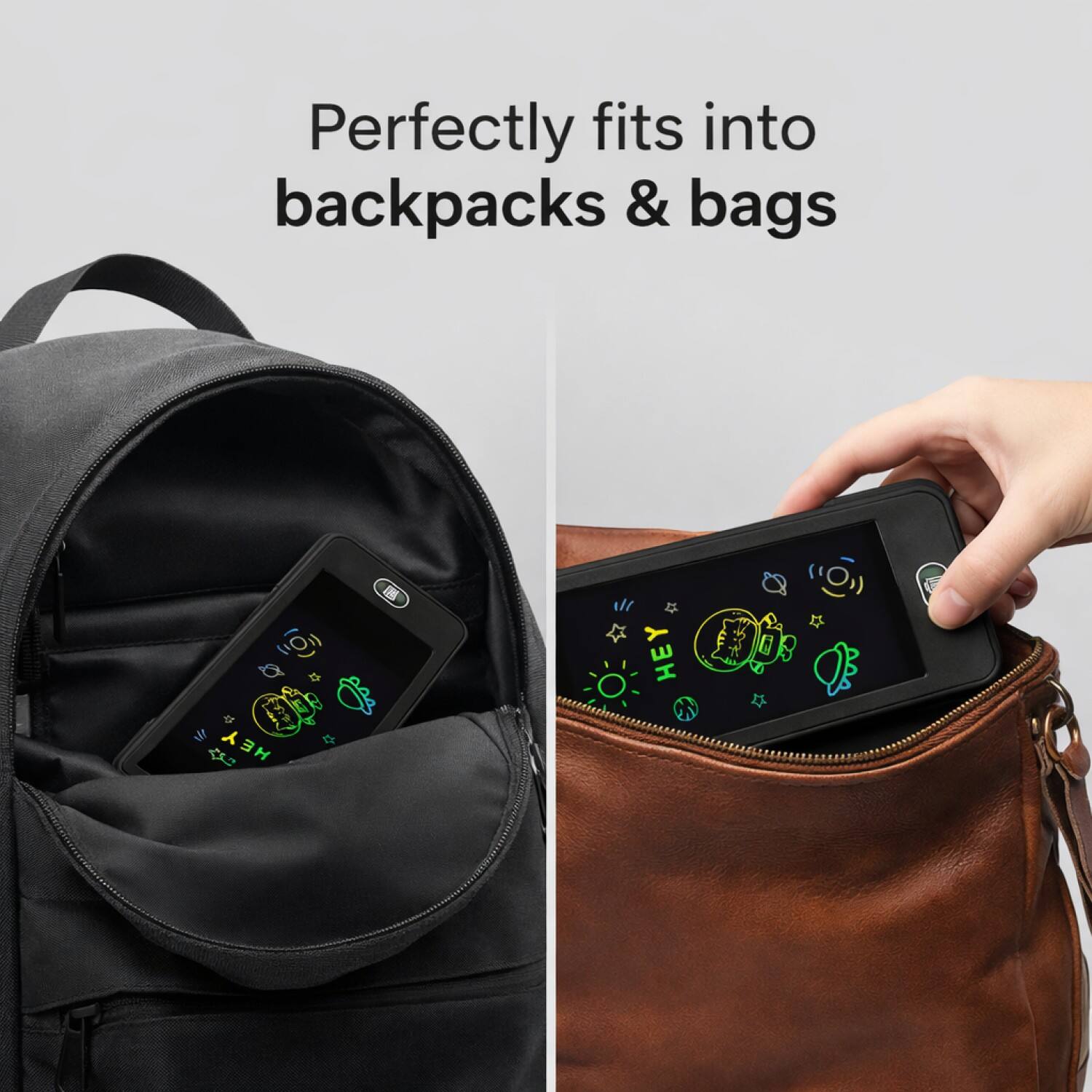 Perfectly fits into backpacks & bags