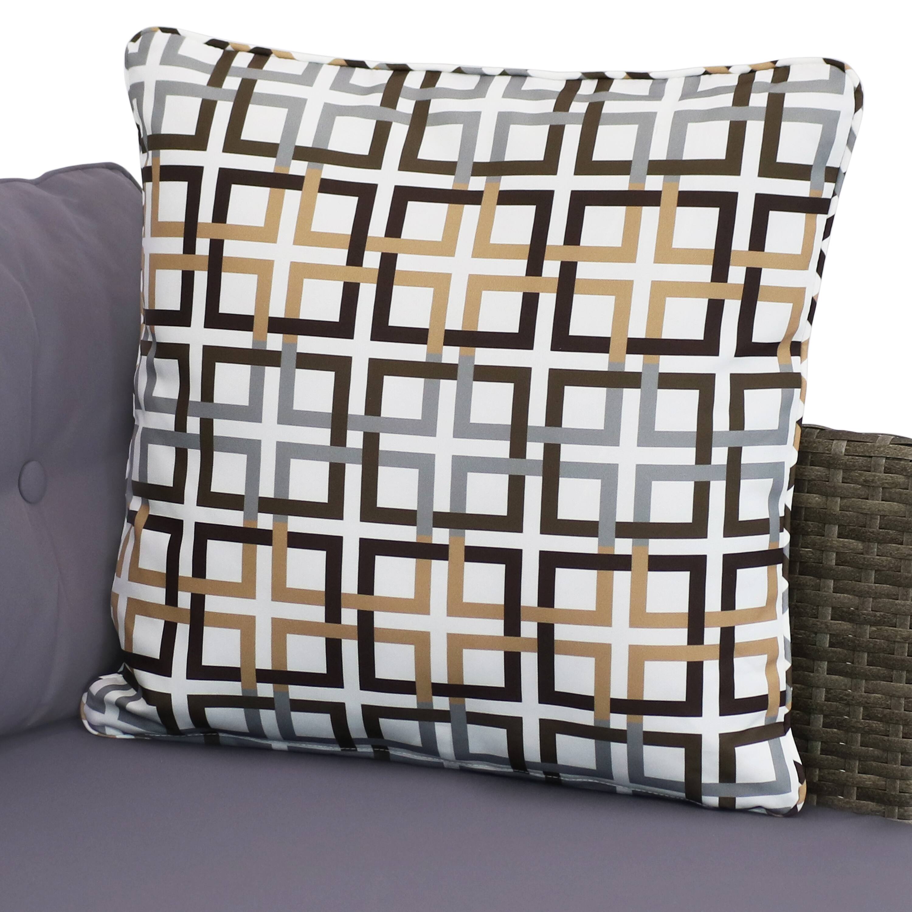 Alt View 5. Sunnydaze - Longford Rattan Patio Chaise Sofa Sectional Set - Charcoal.