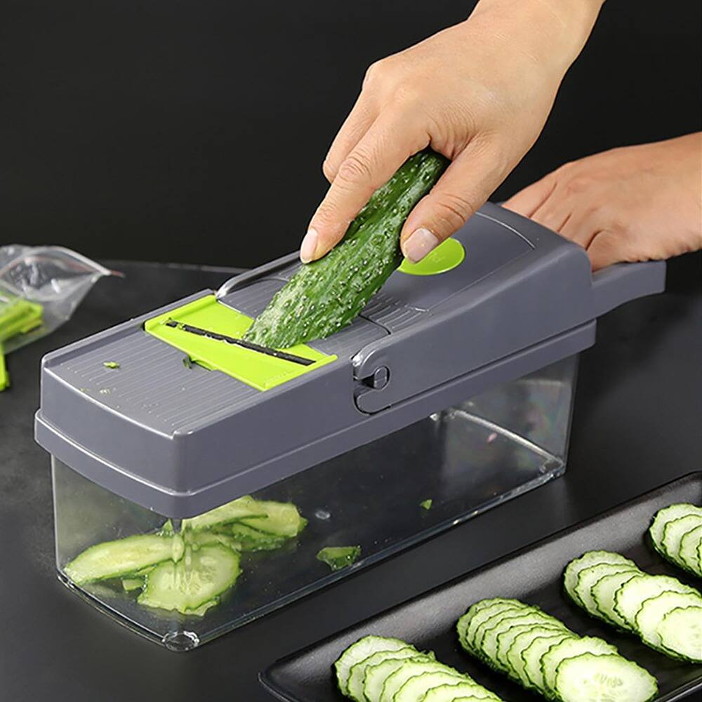 Back. PARKER SLATER - Multifunctional 16-in-1 Food Chopper – Onion Chopper, Vegetable Slicer, Cutter & Dicer for Pepper, Salad, Tomato, Potato - Green.