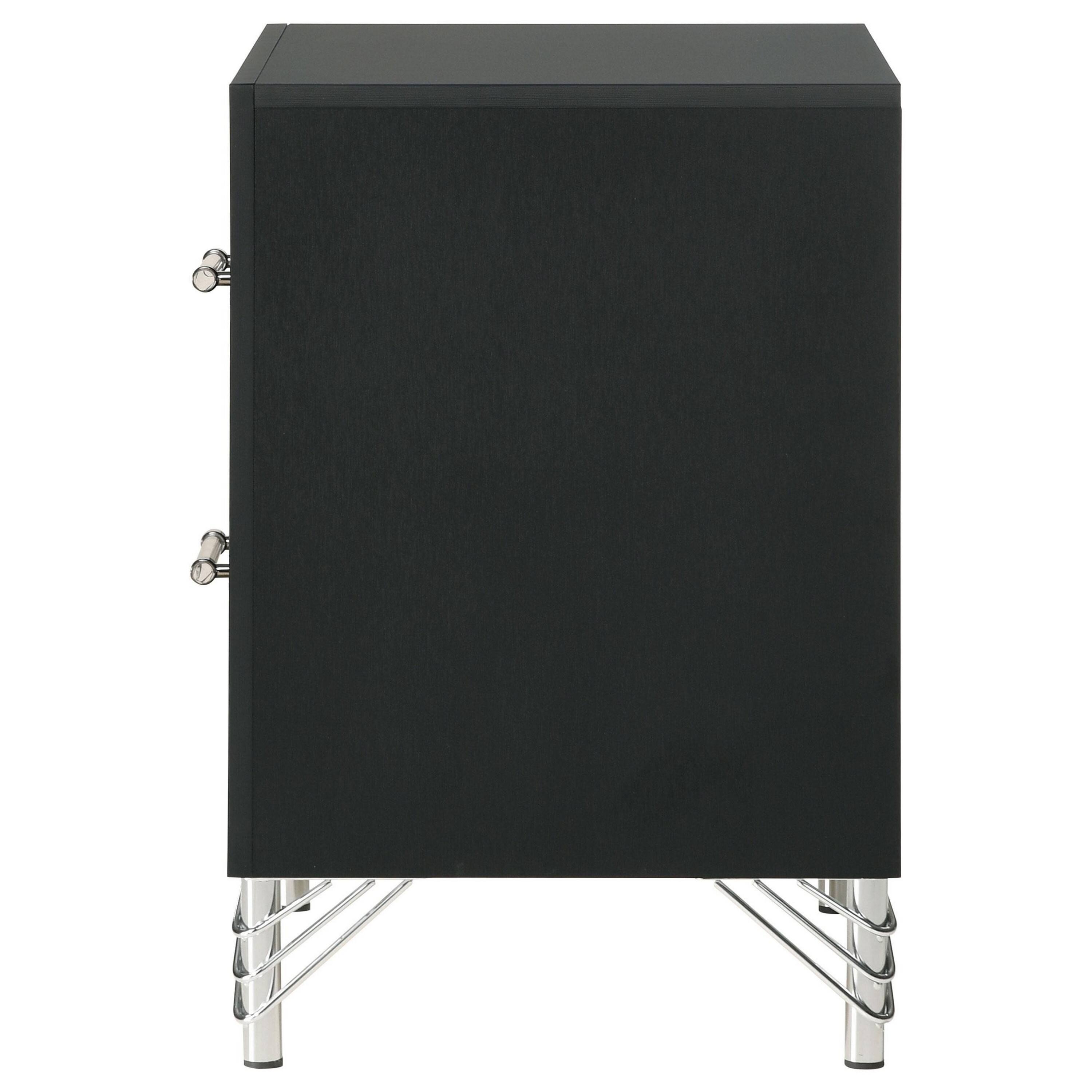 Alt View 3. Manhattan Lane - Jenny Nightstand, 24 Inch 2 Drawers and Chrome Accents - Gray.
