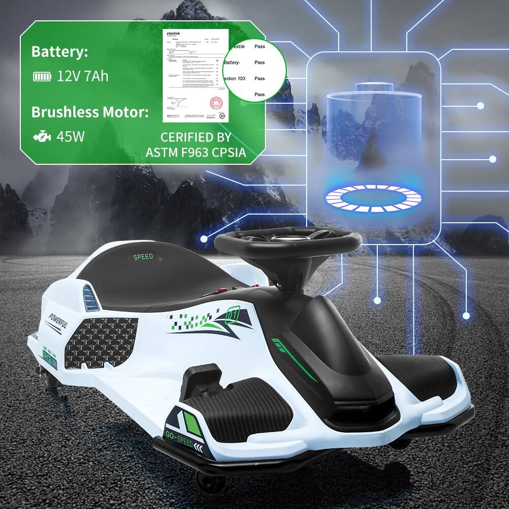 Battery:  
12V 7Ah  

Brushless Motor:  
45W  

CERIFIED BY  
ASTM F963 CPSIA  

SPEED  

POWERFUL  

GO-SPEED