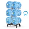 Front. VEVOR - Water Jug Holder, 3 Tiers Double Rows 3 and 5 Gallon Water Bottle Holder for 6 Bottles, Heavy Duty Jug Rack Organizer - Black.