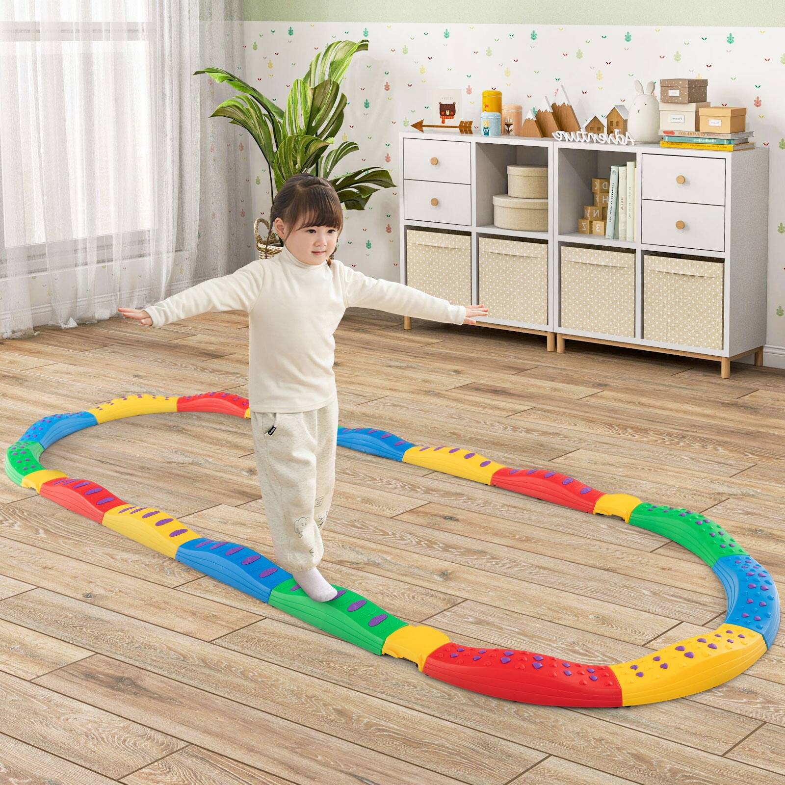 Alt View 3. Gymax - Gymax Colored Balance Beams for Kids w/ Non-slip Textured Surface Bottom Pad - Multicolor.