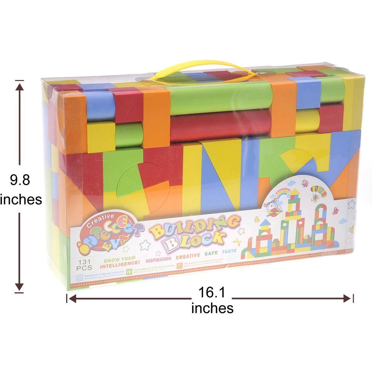 9.8 inches  
Creative Building Block  
131 PCS  
Show Your Intelligence!  
Inspiration Creative Safe Taste  
16.1 inches