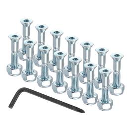 Unique Bargains - 13.5 mm/0.5" Skateboard Hardware Kit, 16pcs Mounting Screws Bolts Nuts Set with Hex Key for Cruiser - Silver-Blue