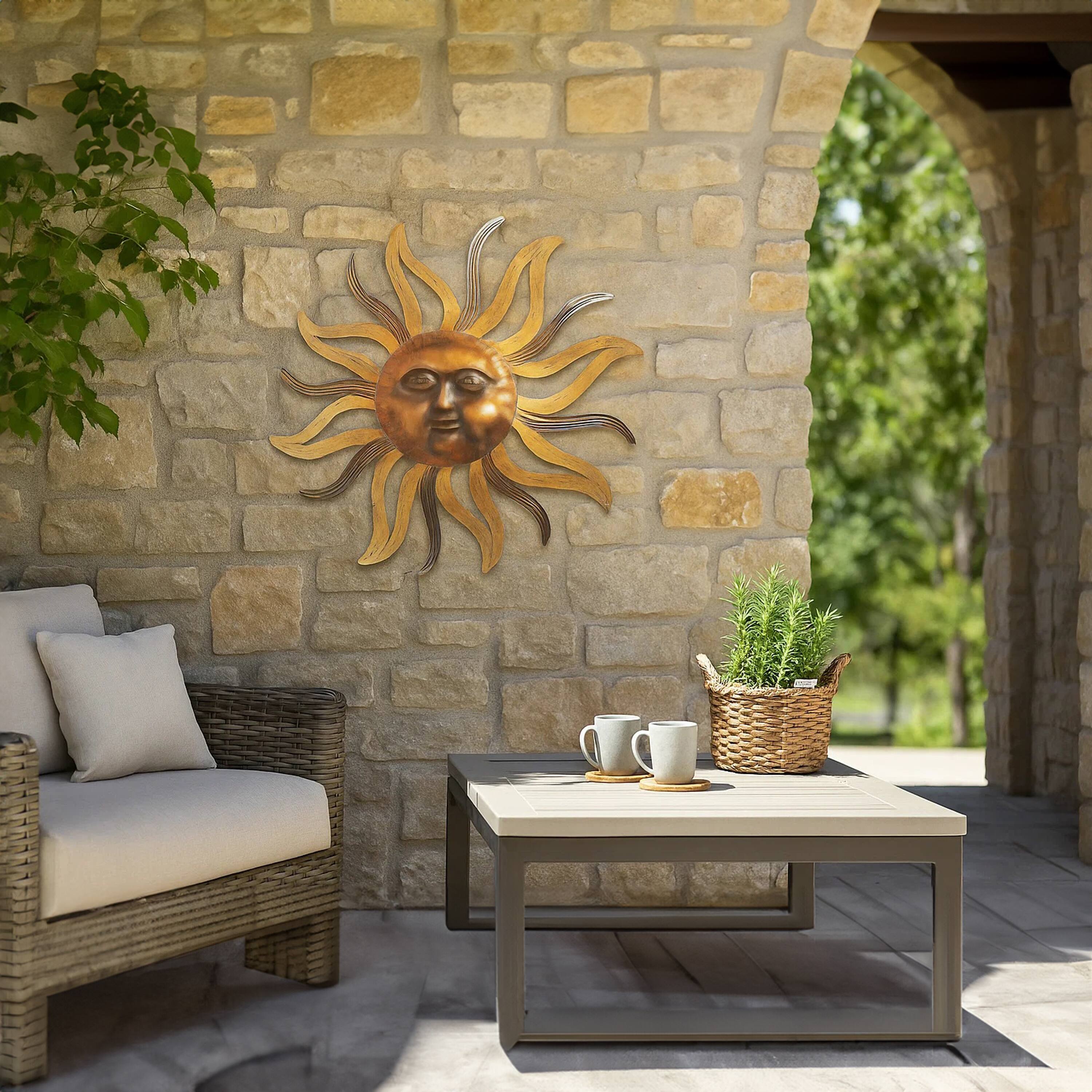 Alt View 8. Manhattan Lane - 35 Inch Round Wall Mounted Sun Face Accent Décor - Rustic Gold, Antique Black.