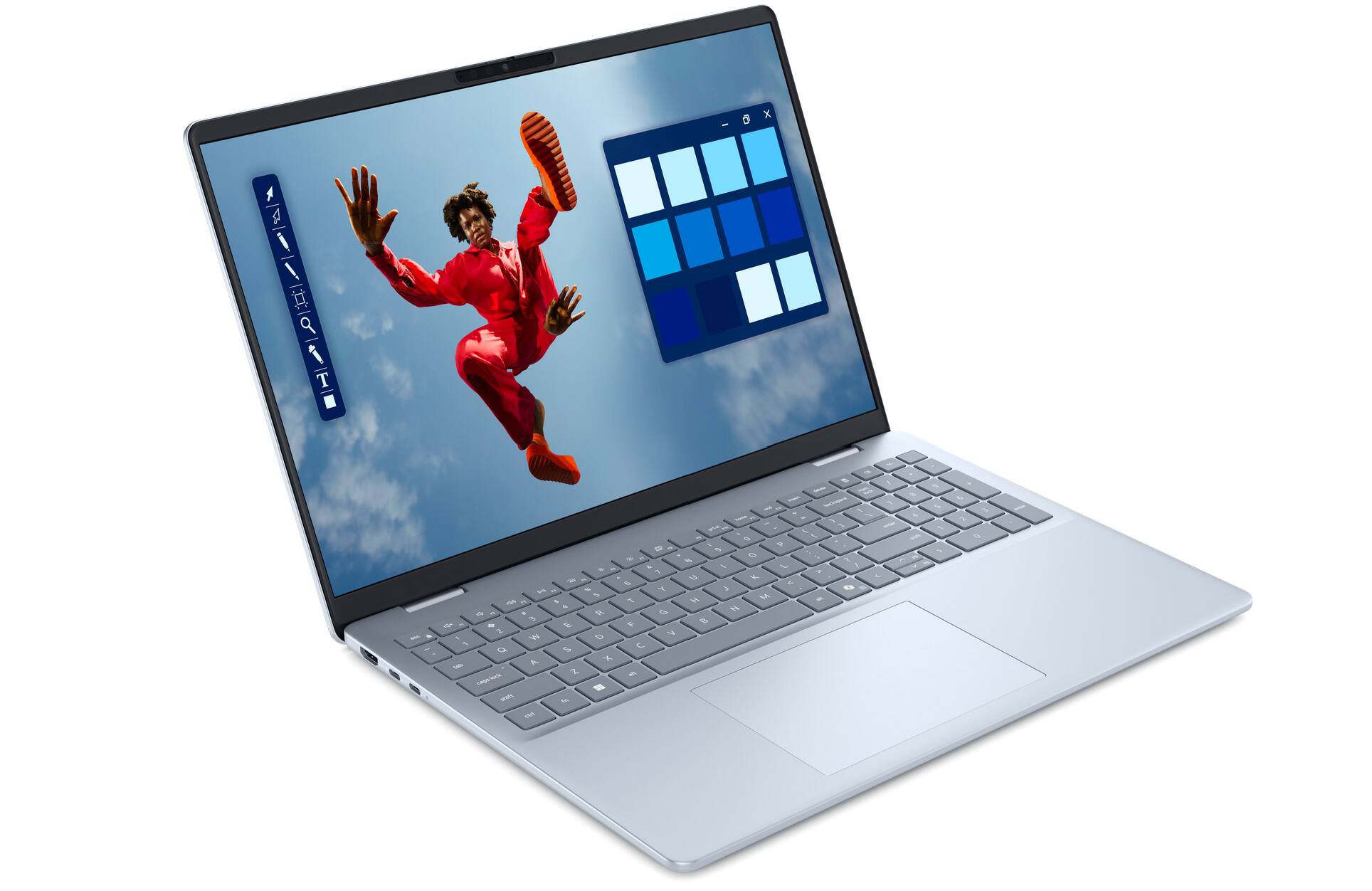 Angle. Dell - DB16250 16 Plus Laptop PC| Intel Ultra 9 288V | 32GB RAM | 1TB NVMe SSD | 16"FHD+ | Win 11 Home | Business Notebook - Ice Blue.