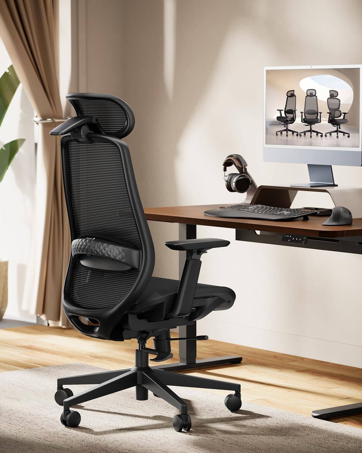 Alt View 2. ProtoArc - EC200 Ergonomic Office Chair , Mesh Desk Chair with Adjustable Seat Depth,High-Back - black.
