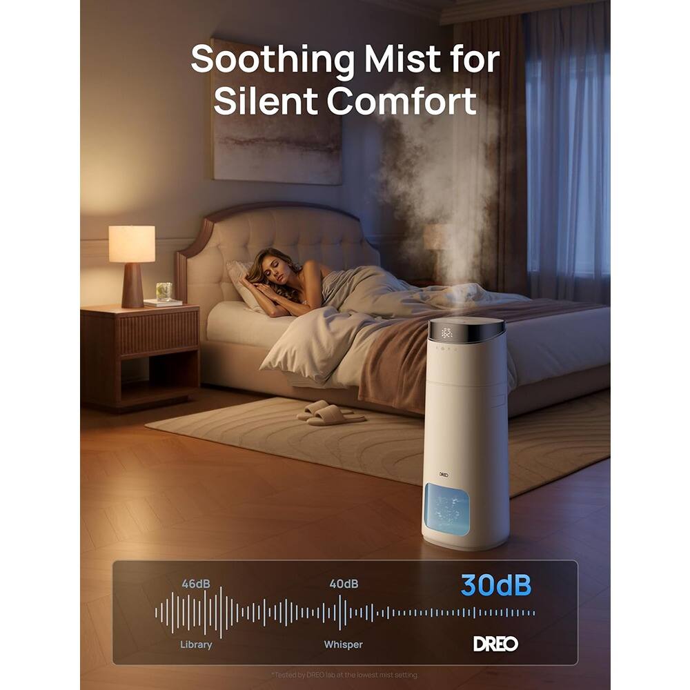 Soothing Mist for Silent Comfort

NND 46dB 40dB 30dB Library Whisper

Tested by DREO lab at the lowest mist setting.