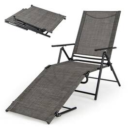 Kadyn - Outdoor Dining Room Chairs, Patio Kitchen Chairs,Patio Folding Chaise Lounge Chairs Recliner with 6-Level Backrest - Brown