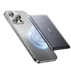 Front. TORRAS - MiniMag - MagSafe Portable Charger - Wireless Magnetic Power Bank - 5000mAh - Titanium Gray.
