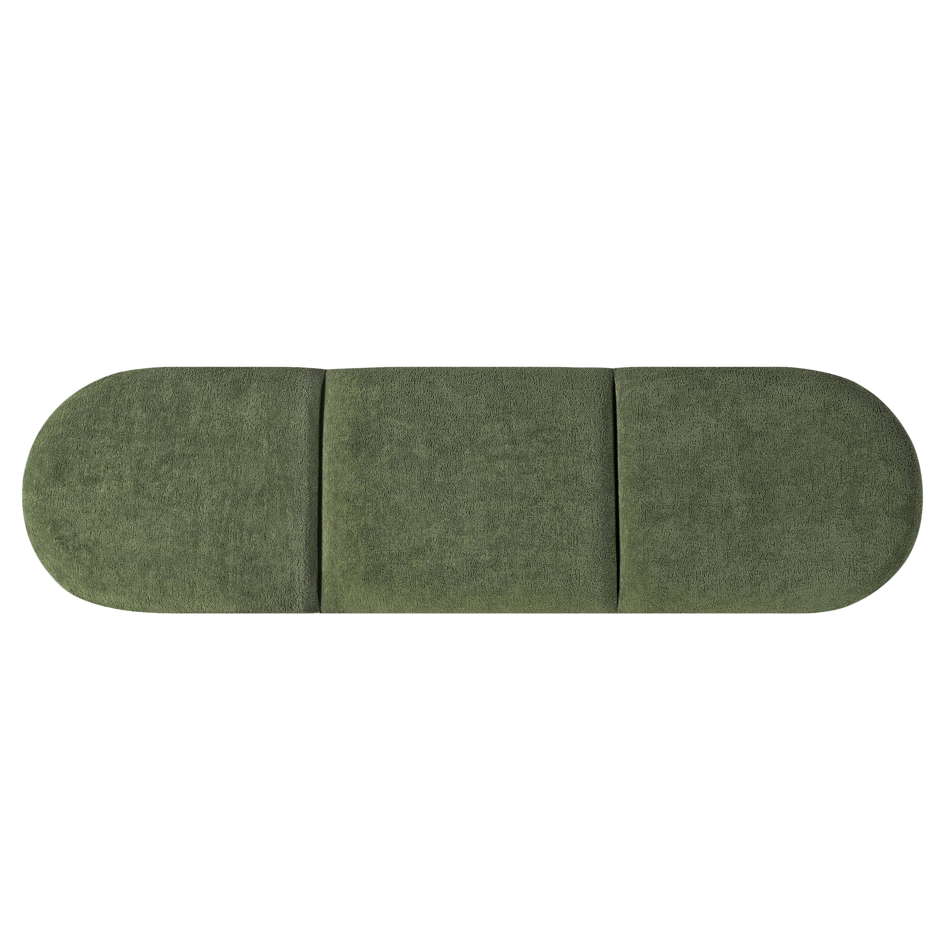 Alt View 4. Ropilly - Ropilly 53 Inch Green Upholstered Entryway Bench with Black Wood Legs, Modern Fabric Bedroom Seating - Green.