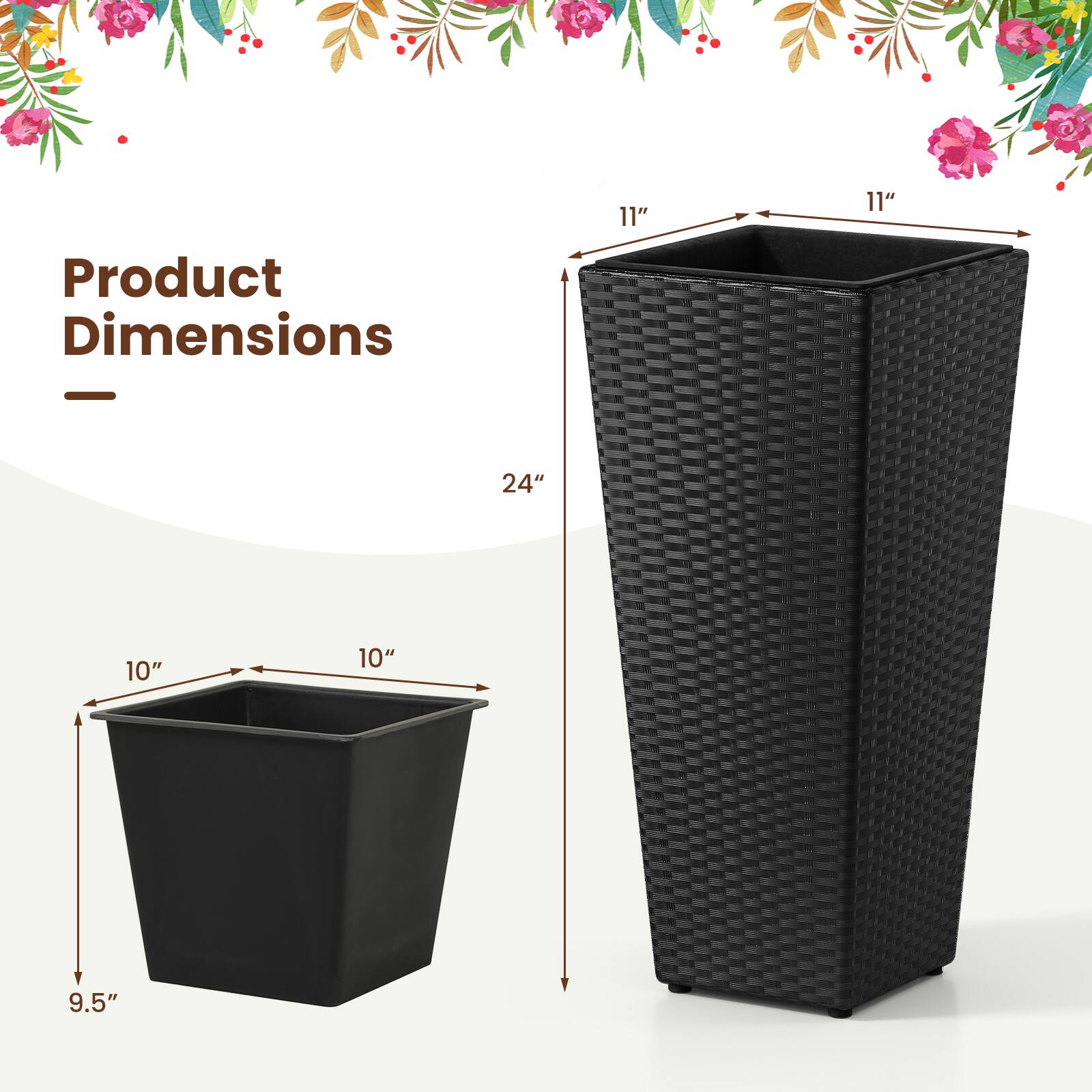 Product Dimensions: 11" x 11" x 24", 10" x 10" x 9.5"