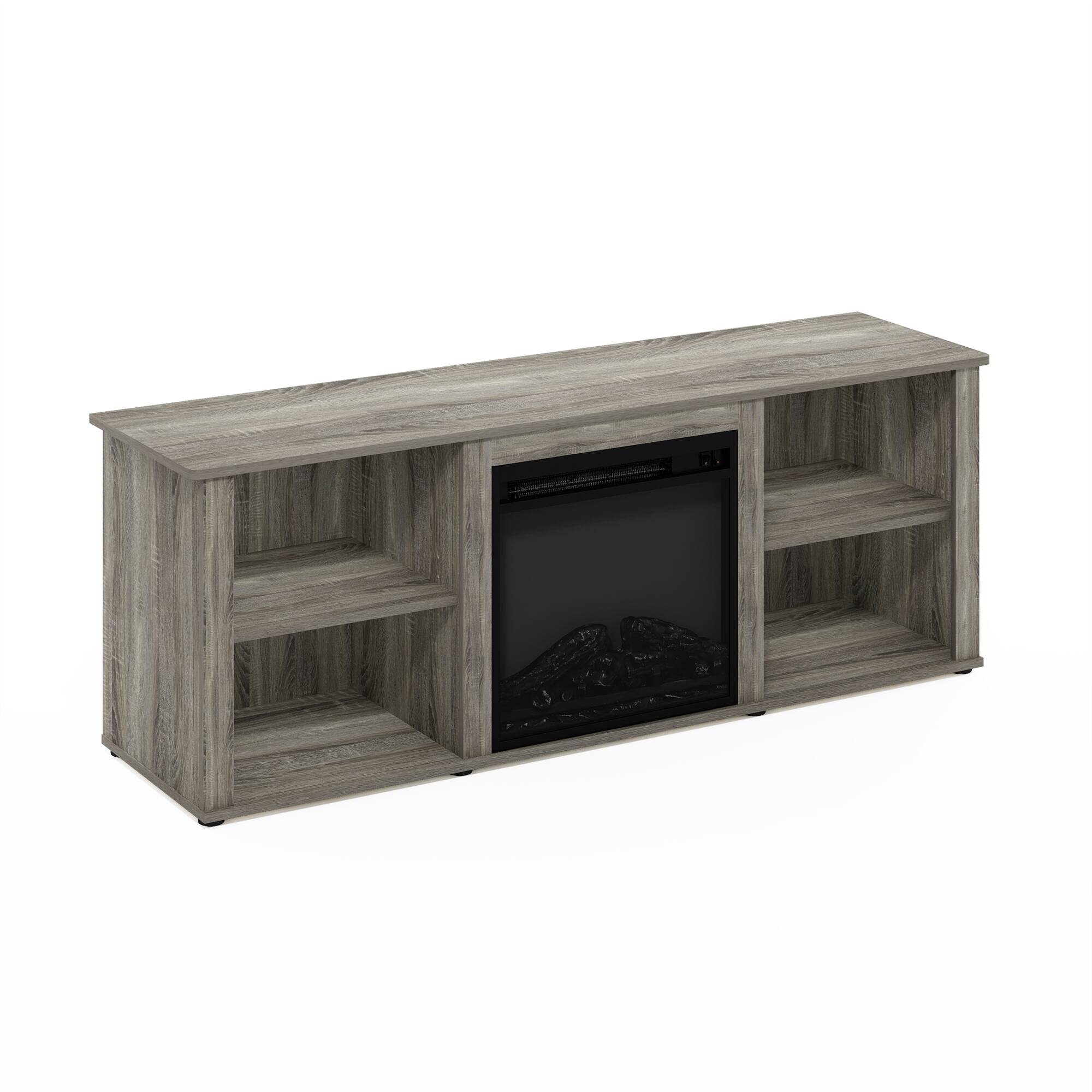 Alt View 3. Furinno - Classic 60 Inch TV Stand with Fireplace - French Oak Grey.