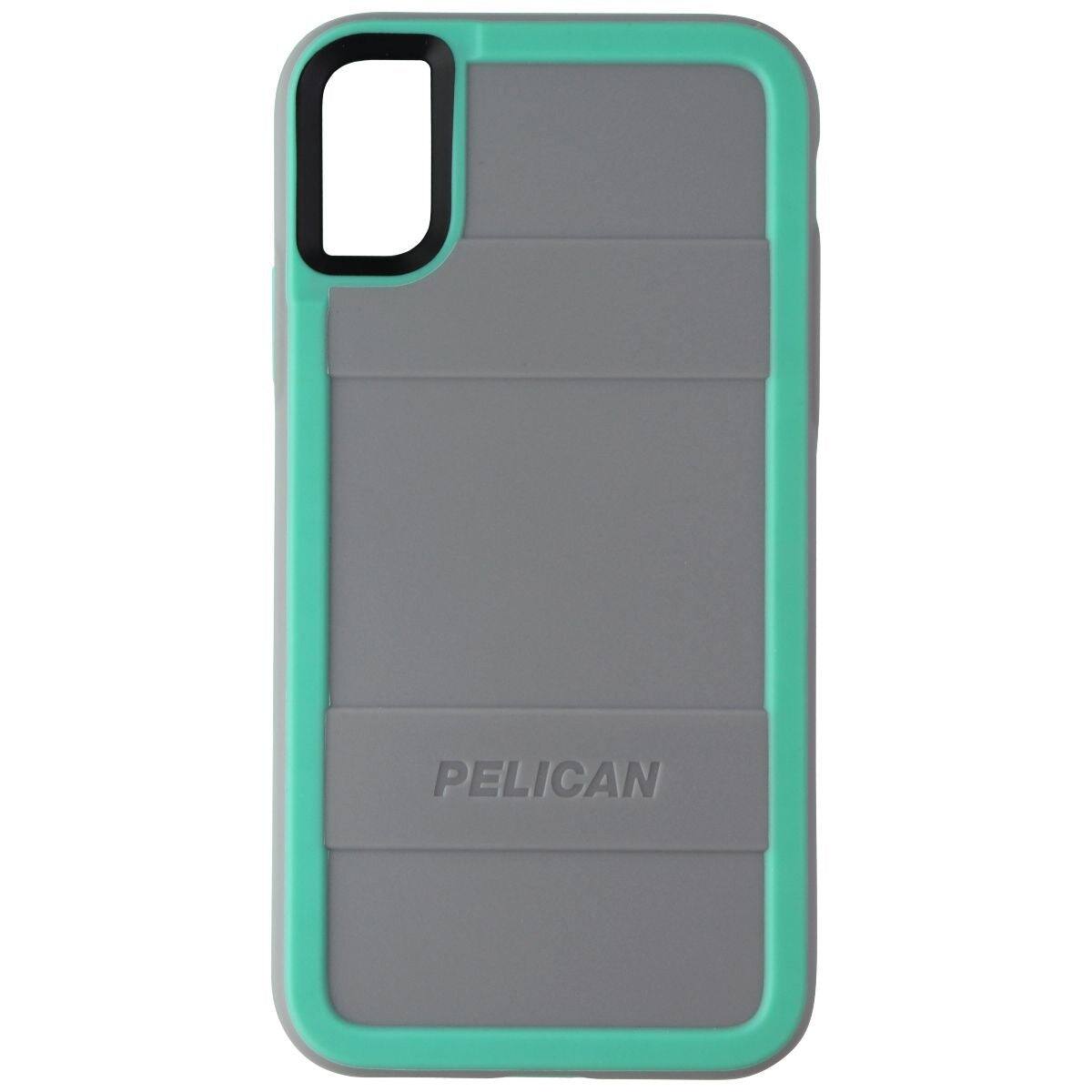 Back. Pelican - Protector Series Hard Case for Apple iPhone X/XS - Gray/Aqua.
