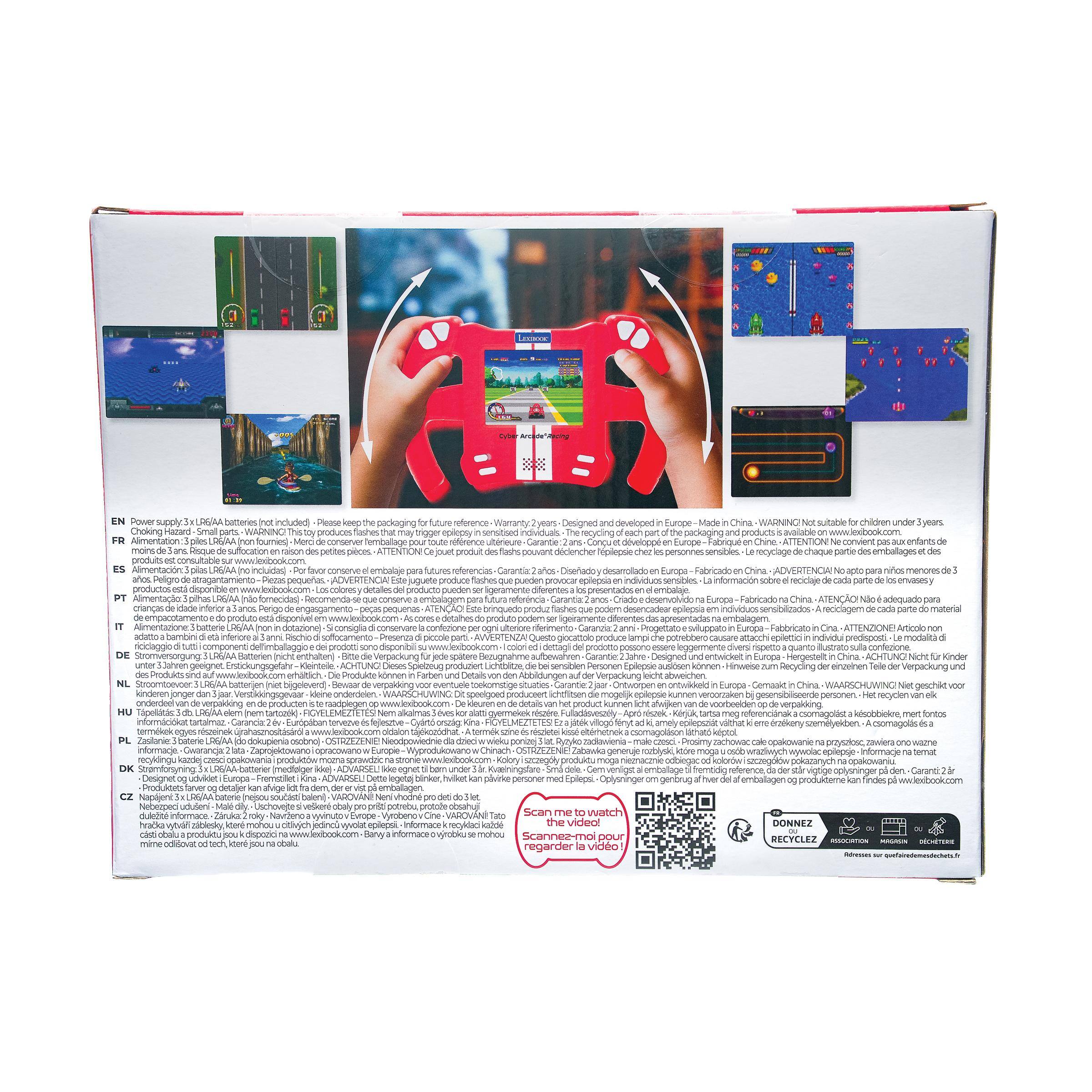 EN Power supply 3x LR44/A76 batteries (not included); Please keep the packaging for future reference - Warranty 2 years - Small parts - WARNING: This toy produces flashes that may trigger epilepsy in sensitive individuals. Designed and developed in Europe - Made in China - WARNING: Not suitable for children under 3 years. Recycling of each part of the packaging and products is available on www.xboxbook.com.

FR Alimentation 3 piles LR44/A76 (non incluses) - Veuillez conserver l'emballage pour référence future - Garantie 2 ans - Petits morceaux - AVERTISSEMENT: Ce jouet produit des flashes pouvant provoquer l'épilepsie chez les personnes sensibles. Conçu et développé en Europe - Fabriqué en Chine - AVERTISSEMENT: Non adapté aux enfants de moins de 3 ans. Le recyclage de chaque partie de l'emballage et du produit est disponible sur www.xboxbook.com.

DE Stromversorgung 3x LR44/A76 Batterien (nicht enthalten) - Bitte bewahren Sie das Verpackung für zukünftige Referenz auf - Garant