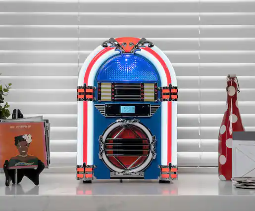 Front. Victor Audio - Victor BROADWAY Desktop Bluetooth Jukebox - Blue.