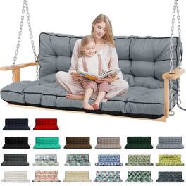 Chateau Abodes - Outdoor Bench Cushion for 2-3 Seater Swing, Patio Sofa & Furniture - Waterproof Replacement Seat with Backrest - Light Gray-40x55in