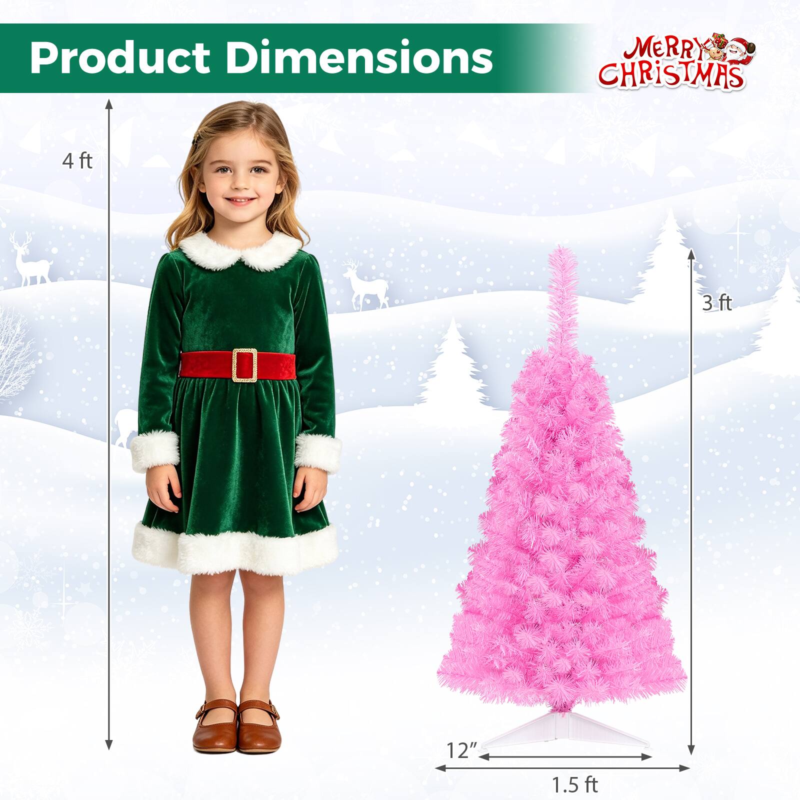 Product Dimensions  
MERRY CHRISTMAS  
4ft  
3ft  
12"  
1.5ft