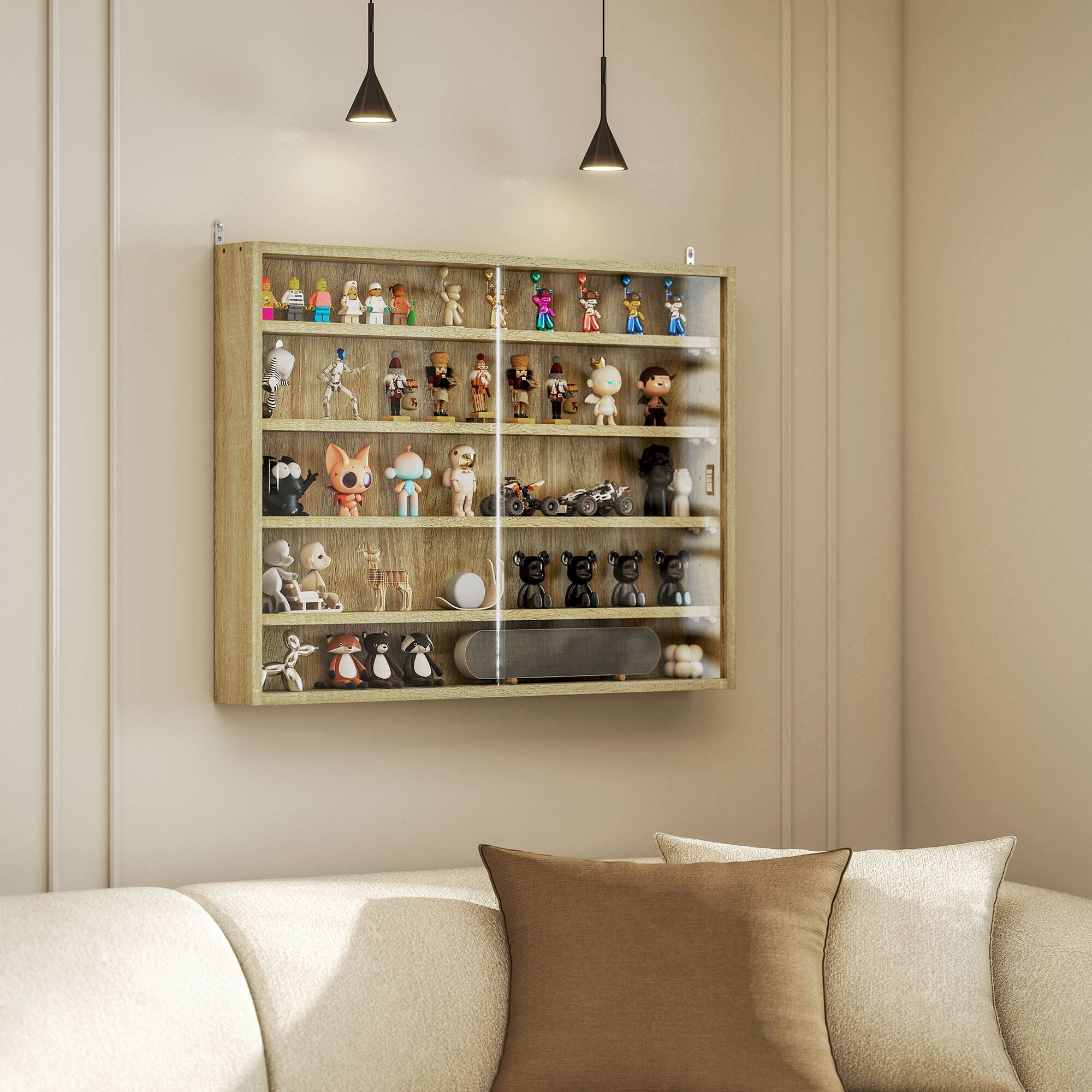 Alt View 1. Homcom - 5-Tier Display Cabinet - Oak.