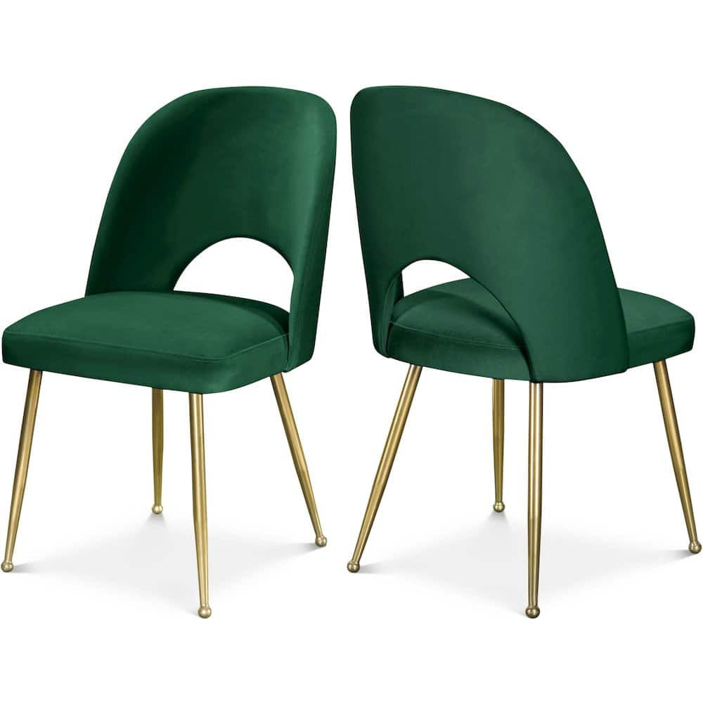 Meridian Furniture - Logan Velvet Dining Chair, Set of 2 - Green