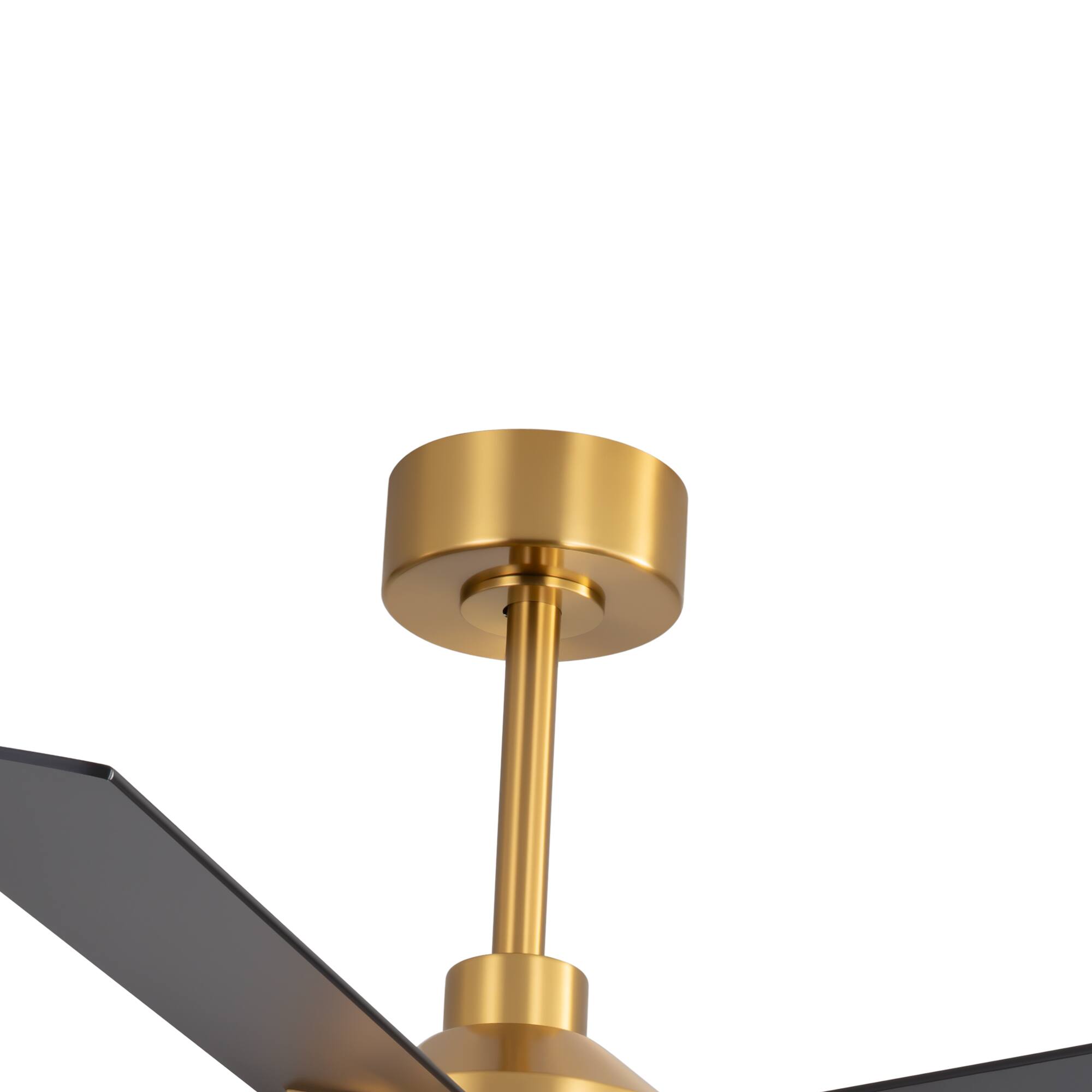 Alt View 8. Breezary - 52-Inch Indoor Ceiling Fan with Light Kit, 5 Plywood Dual-Finish Blades, DC Motor, 5/10'' Downrods, Remote, Glass Shade - Electroplated Gold with Black and Deep Red Walnut.