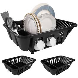 KOOMADE - 2PK Drain Rack Dish Rack and Drainboard Self Draining System with Angled Base and Multiple Holders Kitchen Use - Black